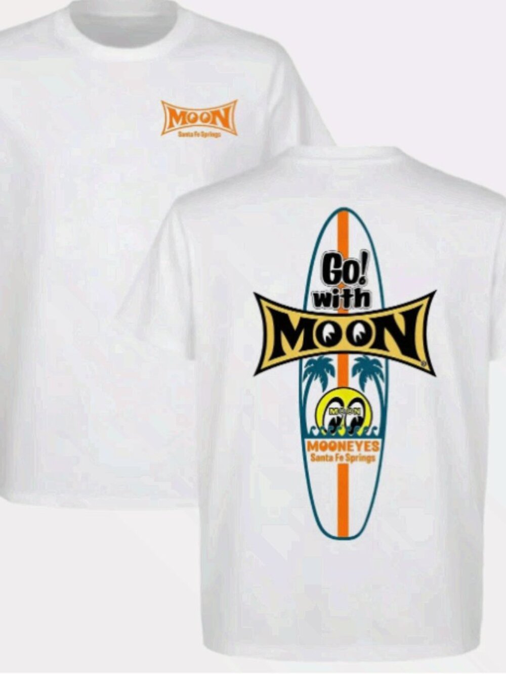 Mooneyes Go With Moon Santa Fe Springs Surf Graphic Tee White T-Shirt